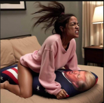 AOC on Donald Trump pillow.png